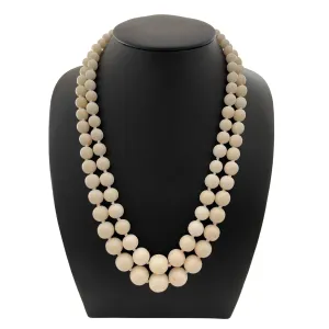 Vintage Angel Skin Coral Graduated Double Strand Necklace