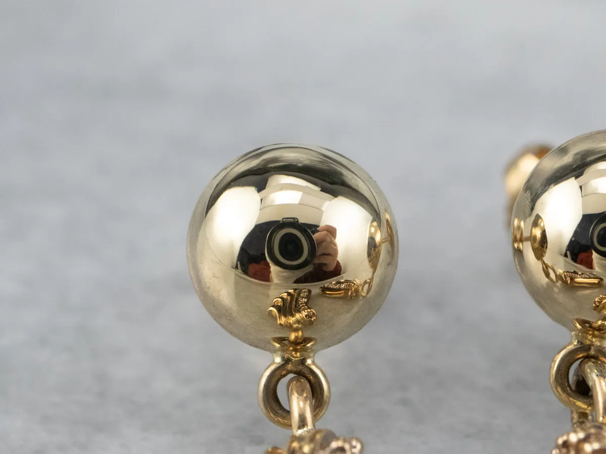 Vintage Cascading Diamond Gold Drop Earrings