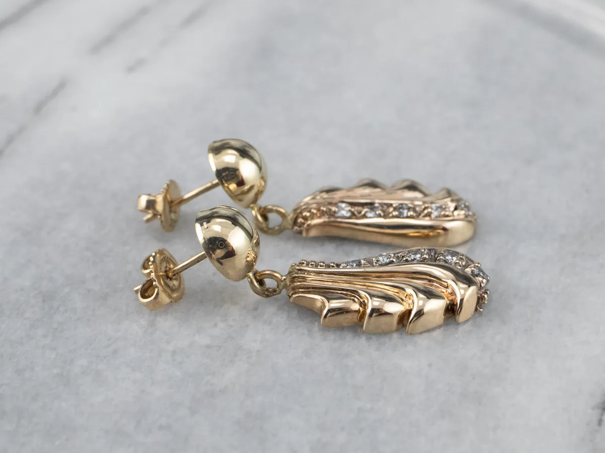 Vintage Cascading Diamond Gold Drop Earrings