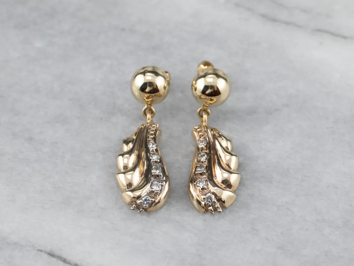 Vintage Cascading Diamond Gold Drop Earrings