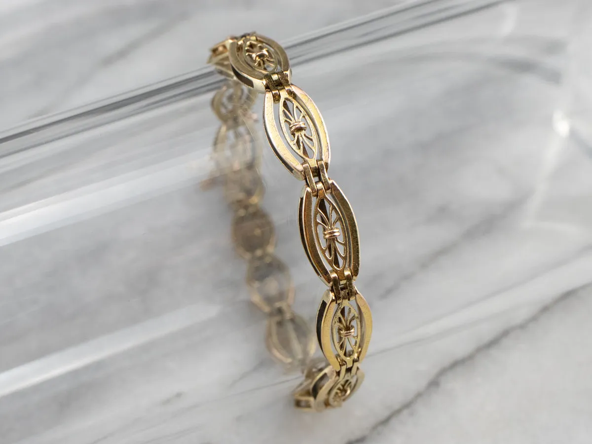 Vintage Gold Floral Link Bracelet