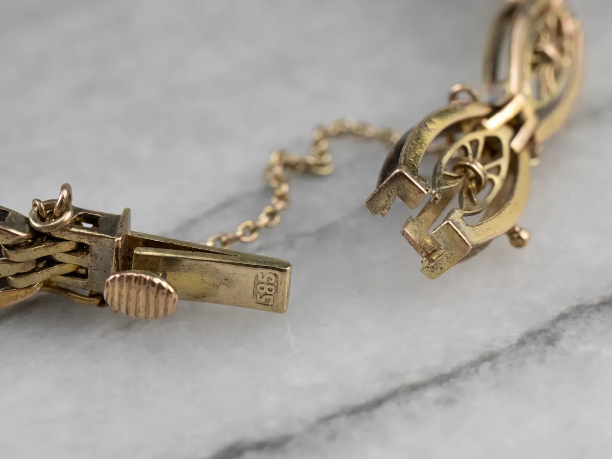 Vintage Gold Floral Link Bracelet