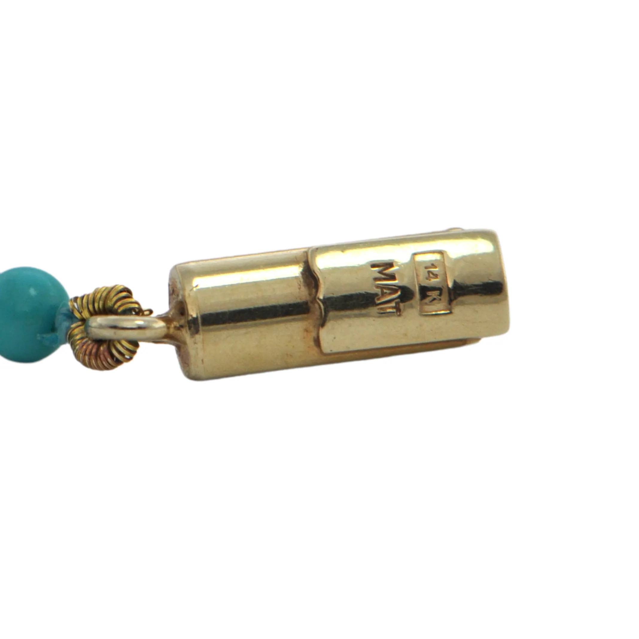 Vintage Graduated Turquoise Bead Necklace 14k Gold Clasp