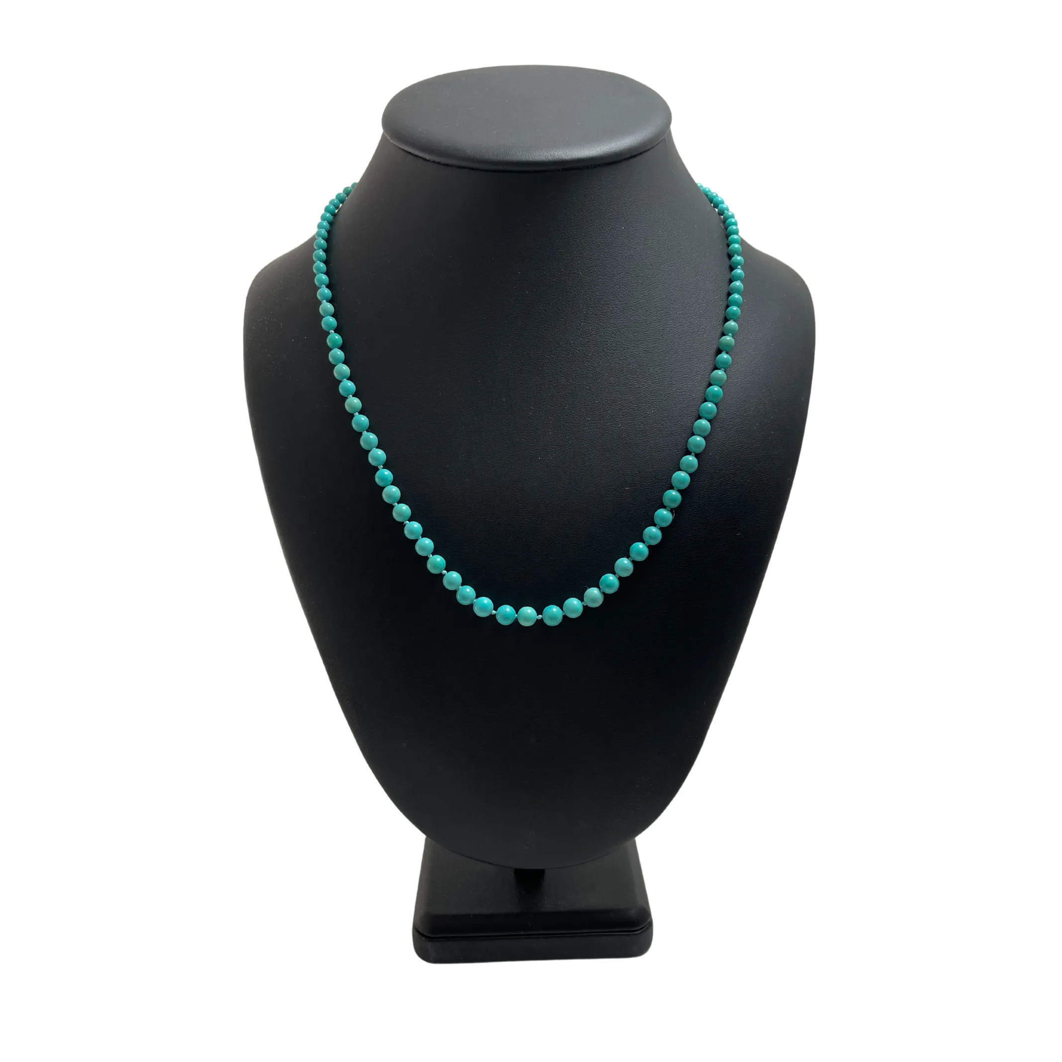 Vintage Graduated Turquoise Bead Necklace 14k Gold Clasp