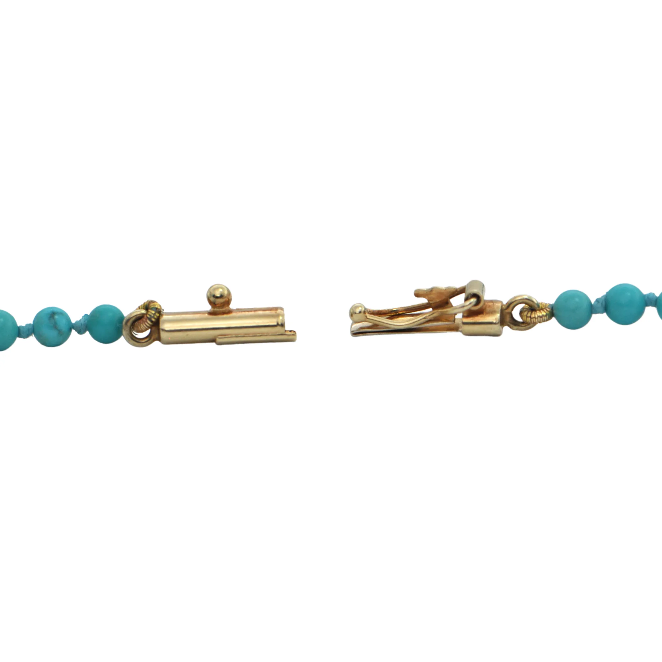Vintage Graduated Turquoise Bead Necklace 14k Gold Clasp