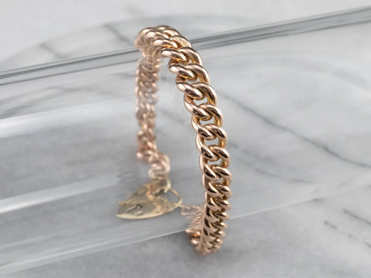 Vintage Heart Lock Two Tone Gold Chain Bracelet