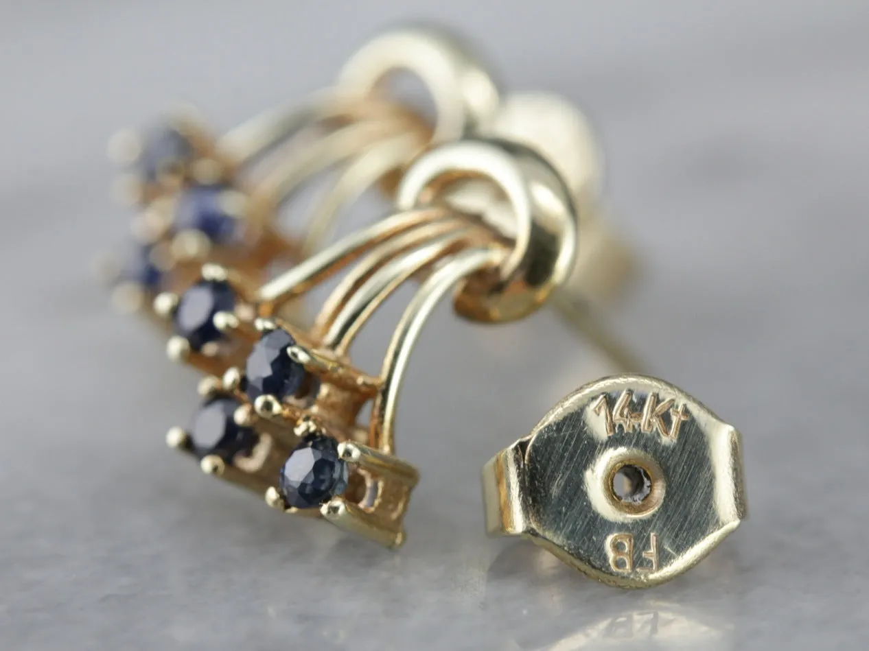 Vintage Sapphire Stud Earrings in Yellow Gold
