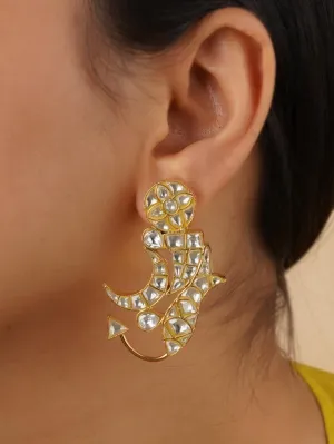 White Color Gold Plated Earrings - TR-EAR86