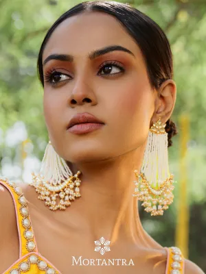 White Color Gold Plated Jadau Kundan Earrings - ME949Y