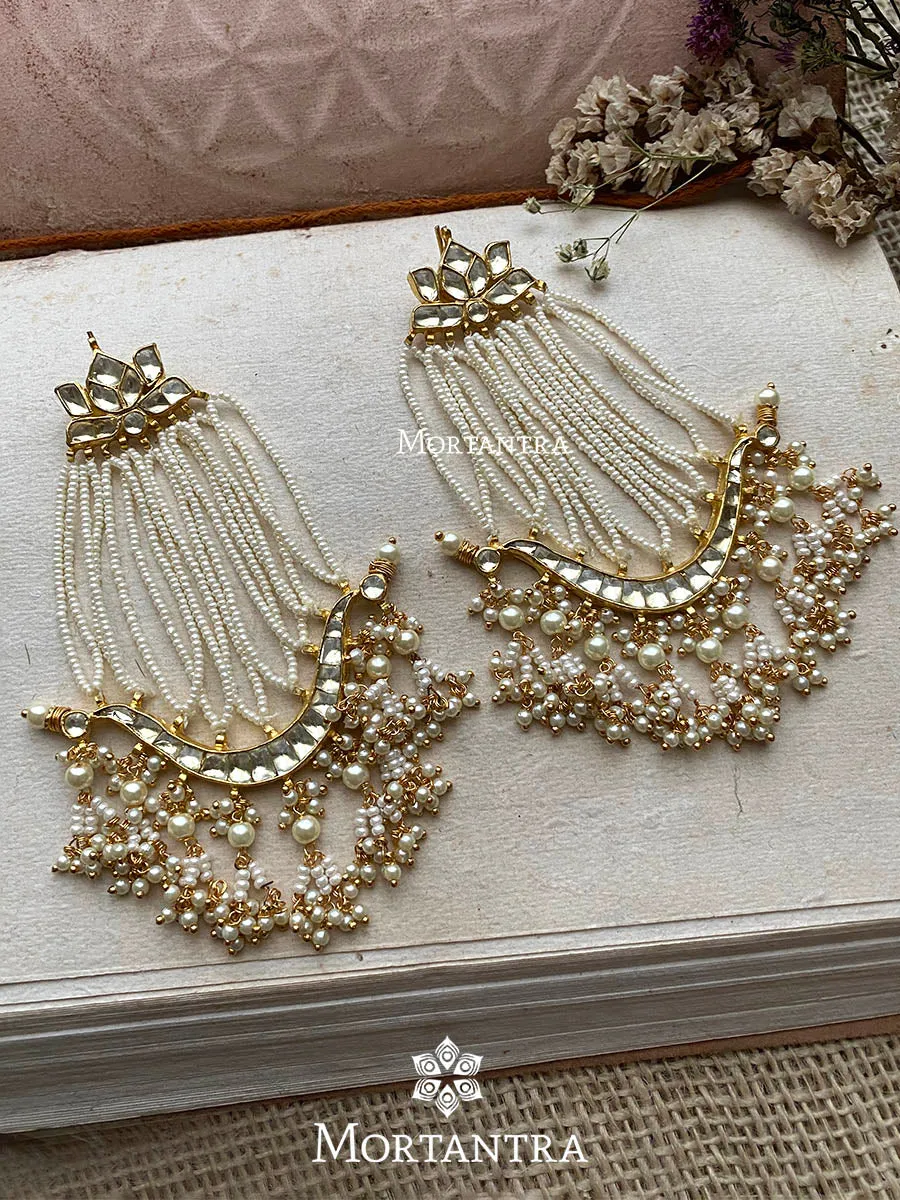 White Color Gold Plated Jadau Kundan Earrings - ME949Y