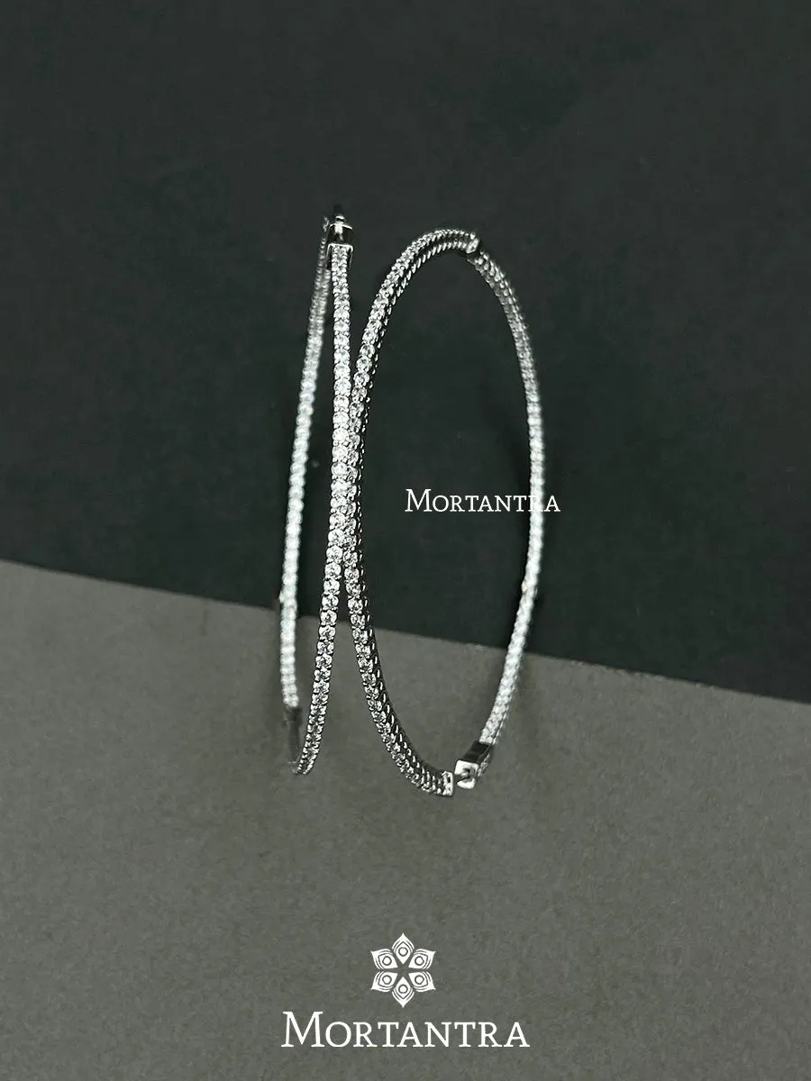 White Color Silver Plated Faux Diamond Earrings - CZEAR271SL