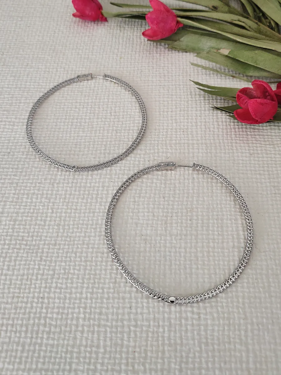 White Color Silver Plated Faux Diamond Earrings - CZEAR271SL