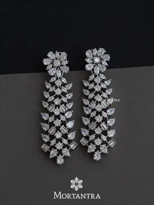 White Color Silver Plated Faux Diamond Earrings - CZEAR493