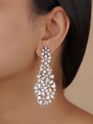 White Color Silver Plated Faux Diamond Earrings - CZEAR533