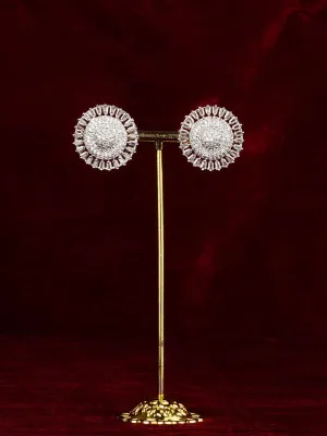 White Color Silver Plated Faux Diamond Earrings - CZEAR613