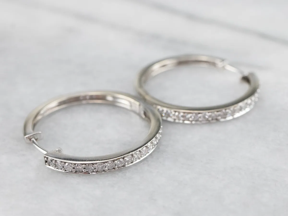 White Gold Diamond Hoop Earrings