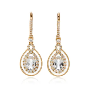 White Topaz & Diamond Drop Earrings