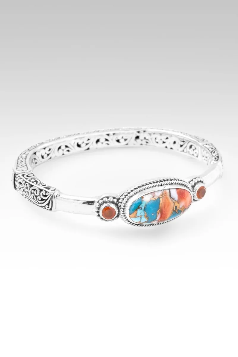 Wisdom in Surrender Bangle? in Kingman Turquoise Spiny Oyster & Carnelian