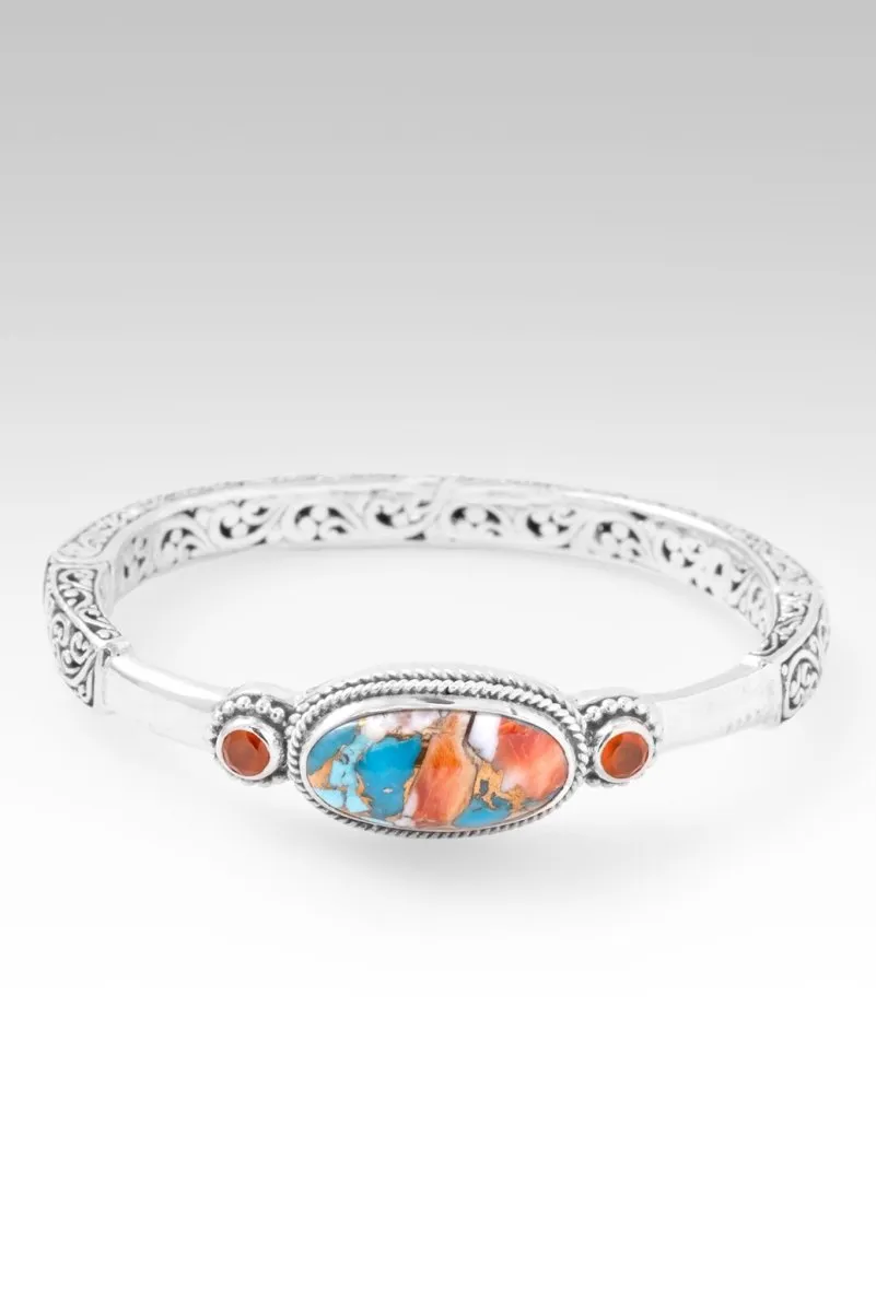 Wisdom in Surrender Bangle? in Kingman Turquoise Spiny Oyster & Carnelian