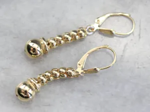Yellow Gold Beaded Drop Earrings