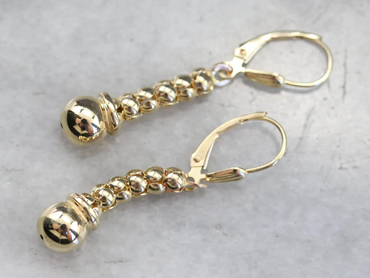Yellow Gold Beaded Drop Earrings