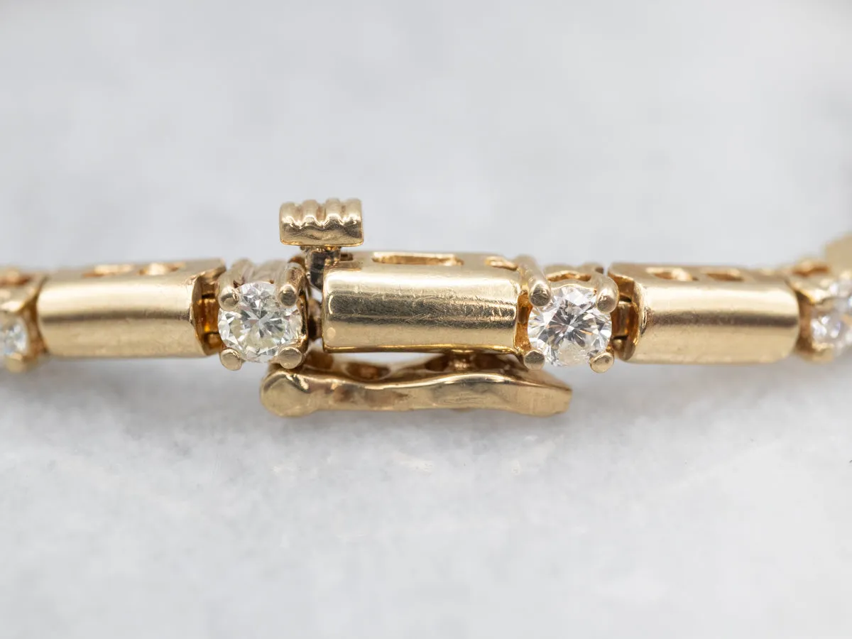 Yellow Gold Diamond Bar Link Bracelet