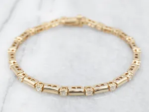 Yellow Gold Diamond Bar Link Bracelet