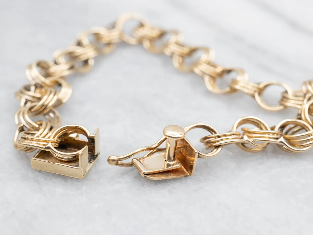 Yellow Gold Double Link Charm Bracelet
