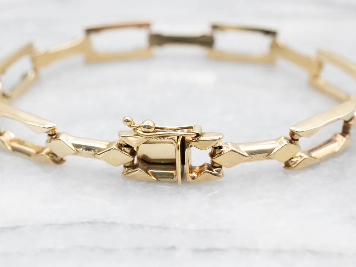 Yellow Gold Rectangle and Bar Link Bracelet